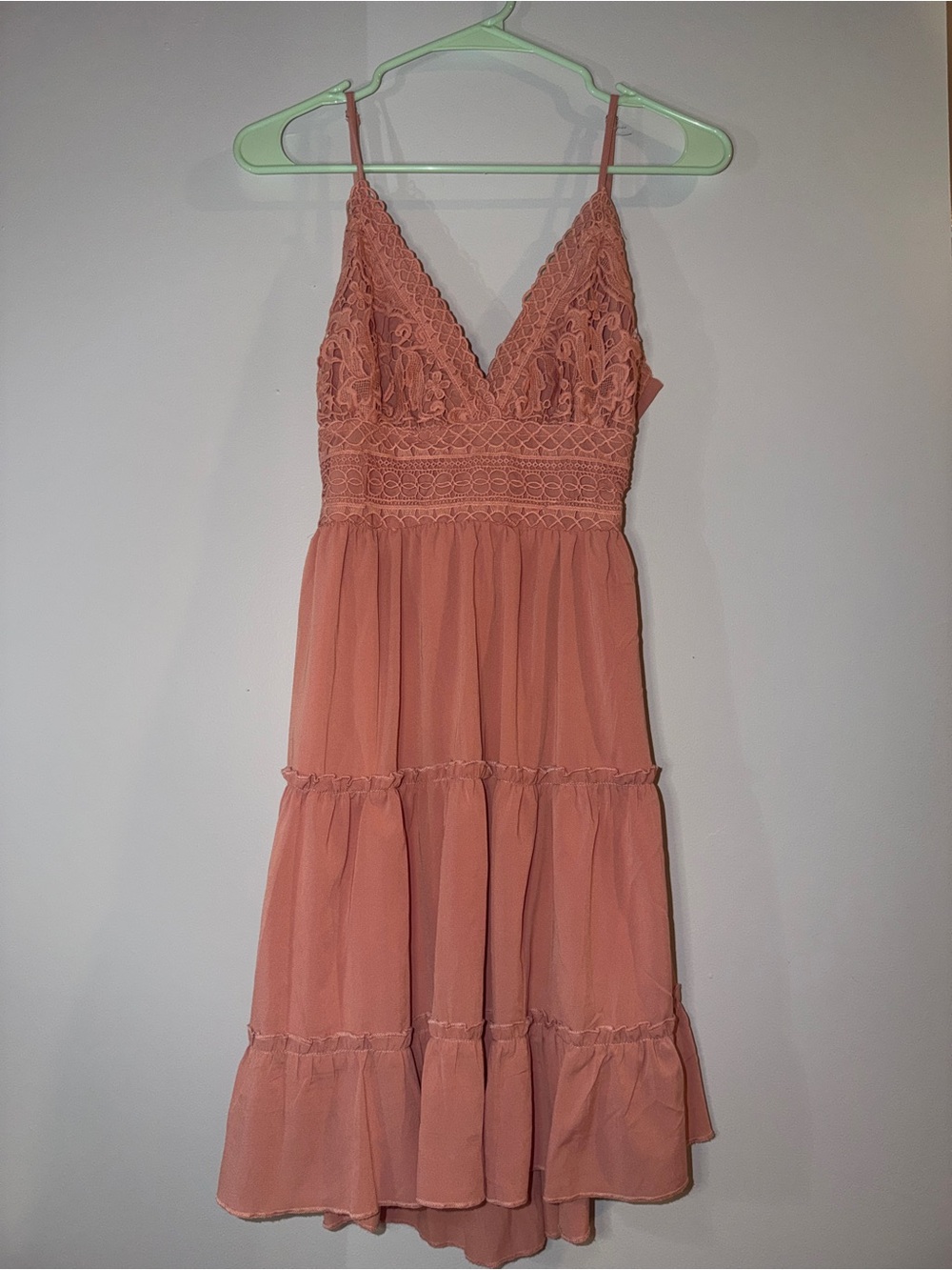 Lace-Detail Spaghetti Strap Midi Dress in Dusty Rose - Picture 3 of 7